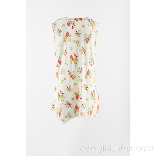 Printed Rayon T shirt with sleeveless